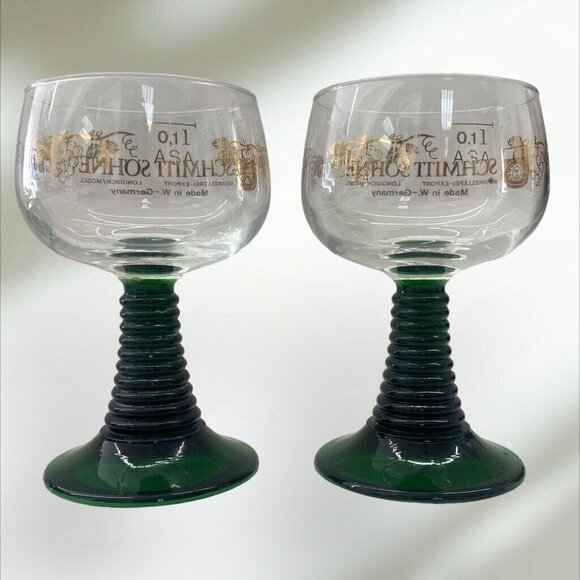 Undisclosed Other - Vintage Green Beehive Stemmed German Wine Glass Schmitt Sohne